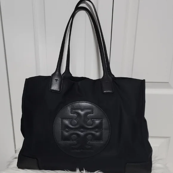 Tory Burch Ella Black Nylon Tote HandBag - Picture 10 of 17